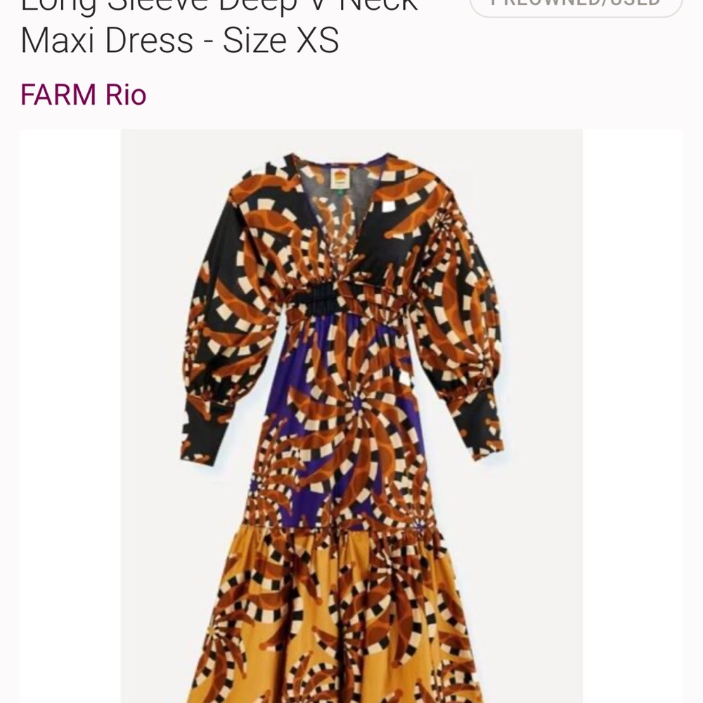 FARM Rio Orange and Black Long Sleeve Dress